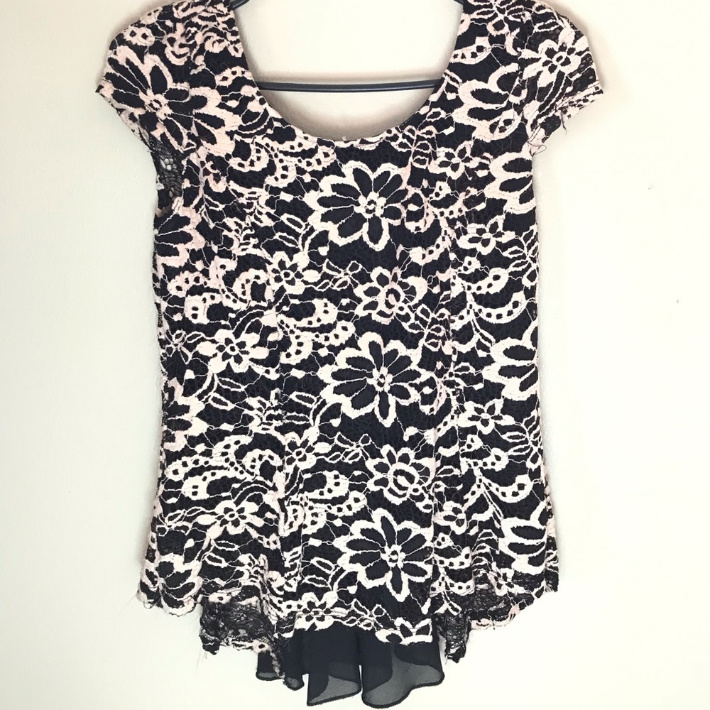 Gold & Black sheer lace blouse